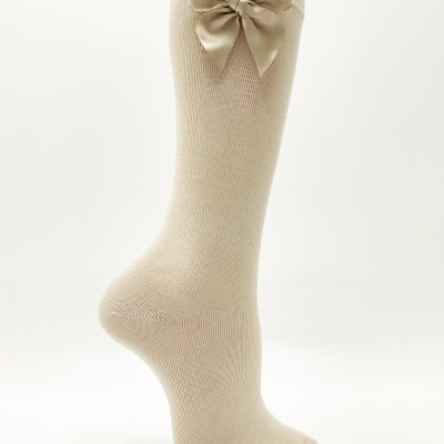 meia joelho lisa laço champanhe