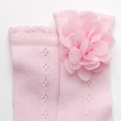 Meia Bloom Pointelle Rosa