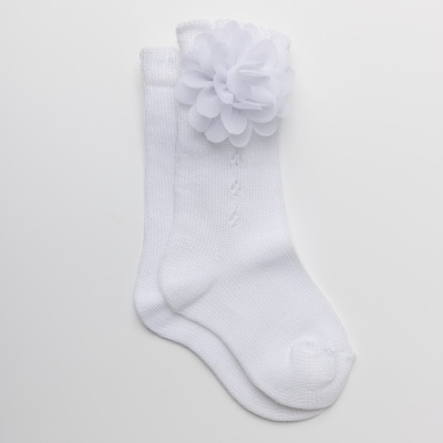 Meia Pointelle Bloom Branco