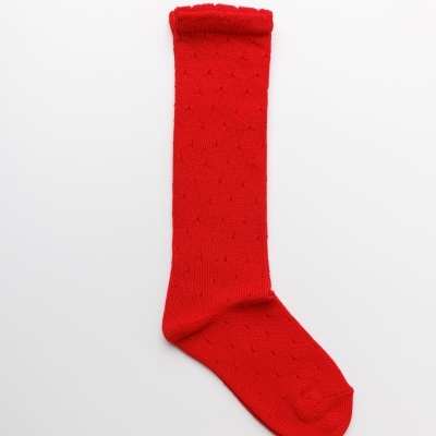 Meia joelho Pointelle Dots Vermelho