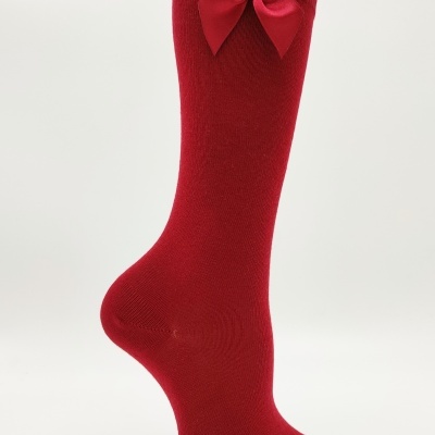 meia joelho lisa laço cereja