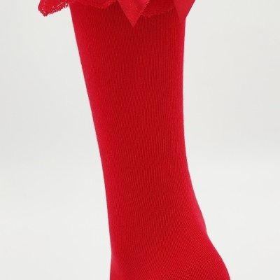 Meia Renda e Laço Cetim Vermelho