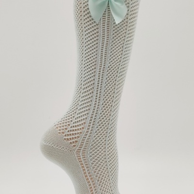 Meia joelho Rancho com laço cetim Verde água