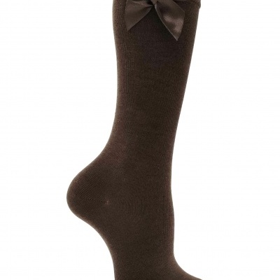 meia joelho lisa laço castanho