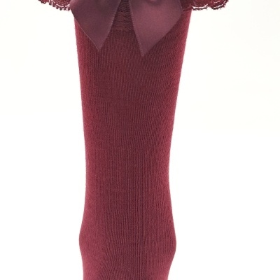 Meia Renda e Laço Cetim Bordeaux