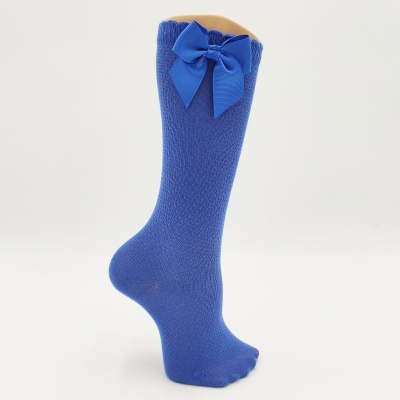 Meia joelho ponto arroz laço gorgorão azul verão