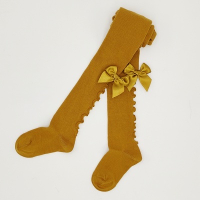 Collant rolinho com laço cetim amarelo torrado