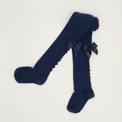 Collant rolinho com laço cetim marinho