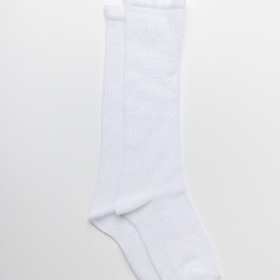 Meia joelho Pointelle Dots Branco