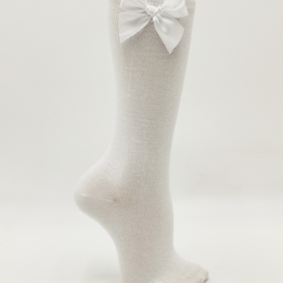 meia joelho lisa laço branco
