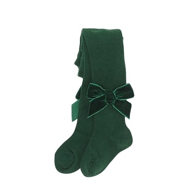 Collant Verde Garrafa com laço veludo
