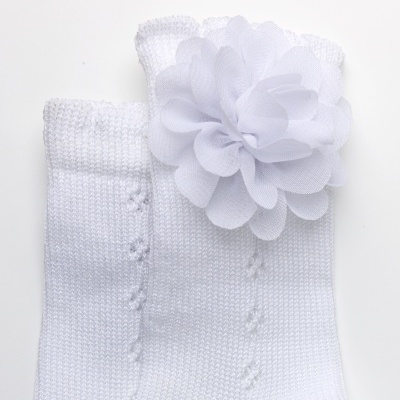 Meia Pointelle Bloom Branco