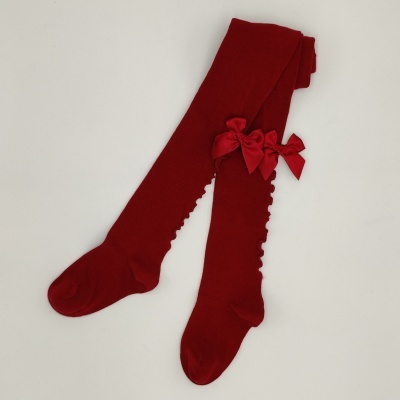 Collant rolinho com laço cetim cereja
