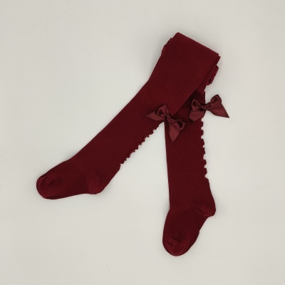 Collant rolinho com laço cetim bordeaux