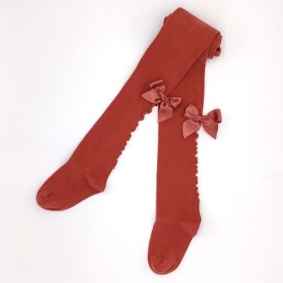 Collant rolinho com laço cetim paprika
