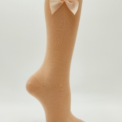 meia joelho lisa laço salmão