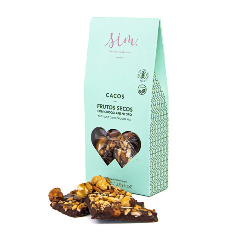 Cacos de Frutos Secos com Chocolate Negro Cacos de Frutos Secos com Chocolate Negro