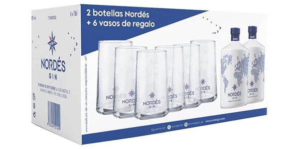 Gin Nordes 2 garrafas + 6 copos Gin Nordes 2 garrafas + 6 copos