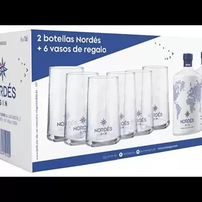 Gin Nordes 2 garrafas + 6 copos