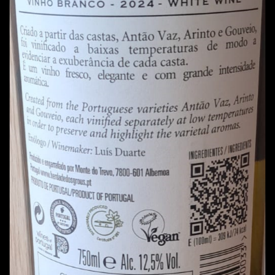 Vinho Herdade Dos Grous branco 2024 75Cl