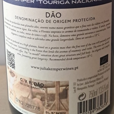 Vinho Julia Kemper Touriga Nacional 2012 75Cl
