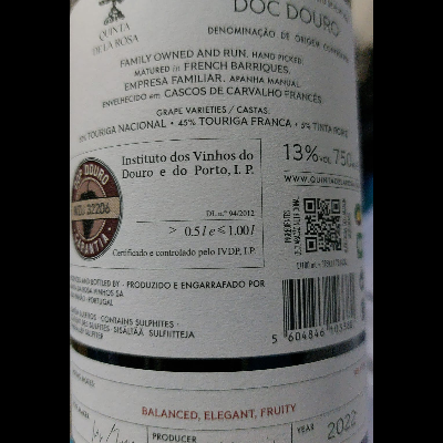 Vinho Quinta de La Rosa Reserva Tinto 2022 75Cl