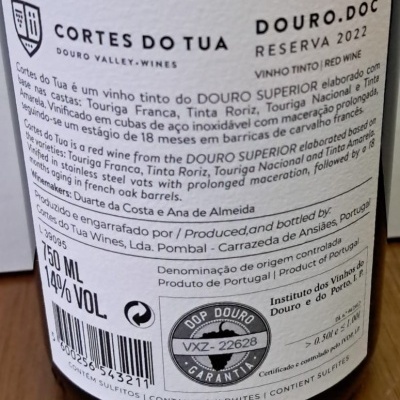 Vinho Cortes de Tua Reserva Tinto 2022 75Cl