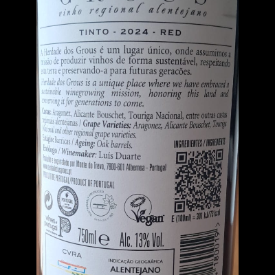 Vinho Herdade Dos Grous Tinto 2024  75Cl