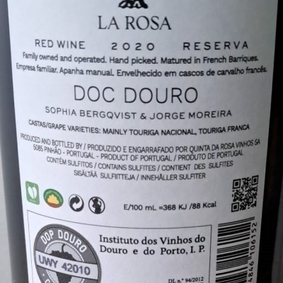 Vinho Quinta de La Rosa Reserva Tinto 2020 75Cl