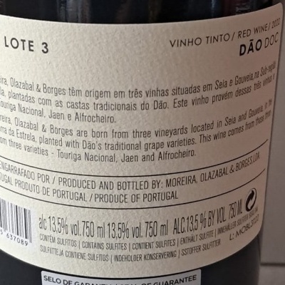 Vinho M.O.B Lote 3 Tinto 2022 75Cl