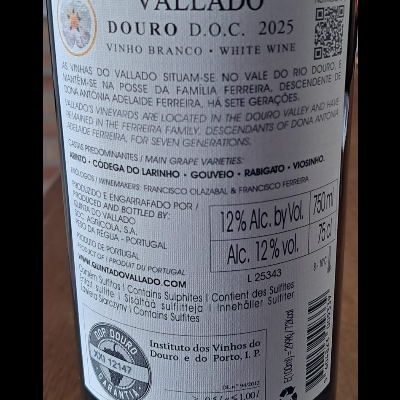 Vinho Vallado Branco 2025 75Cl