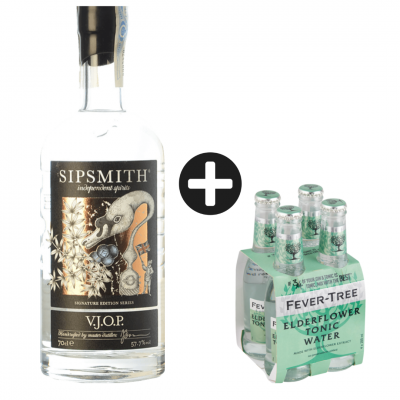 Gin Sipsmith VJOP + 4 Águas Fever-Tree Elderflower