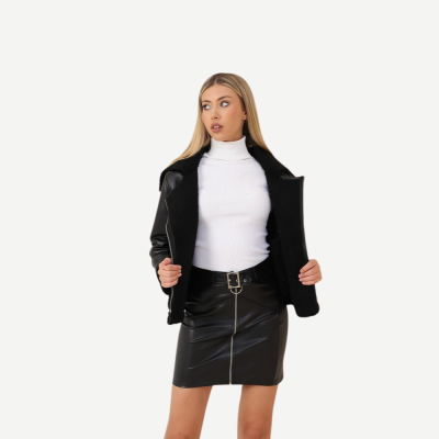 Casaco Leather Zip – Preto