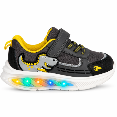 Buckhead Dino Sport Ténis Menino com Luzes LED – Cinza
