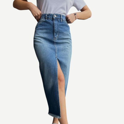 Saia Denim Slit – Azul