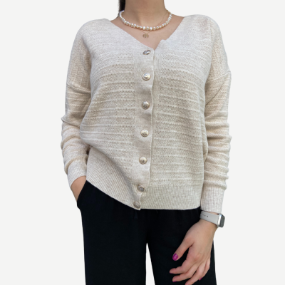 Cardigan Soft Button – Bege