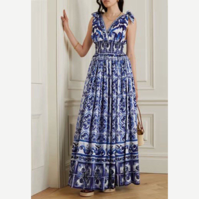 Vestido Printed Flow – Azul & Branco