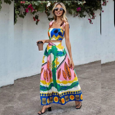Conjunto Printed Crop – Verde