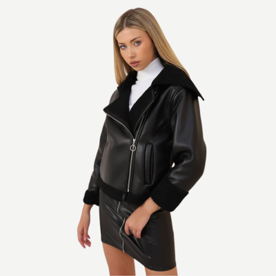 Casaco Leather Zip – Preto