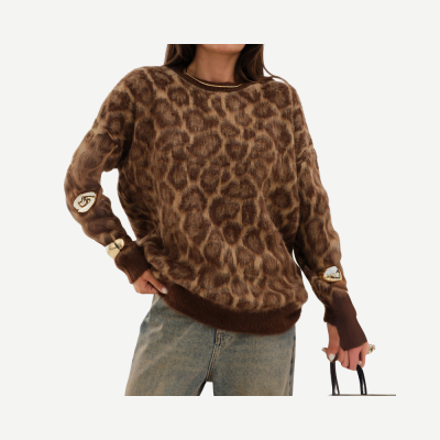 Camisola Fuzzy Leopard – Castanho