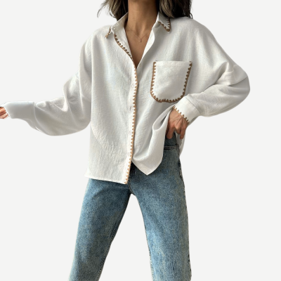 Camisa Linen Embroidery – Creme & Castanho
