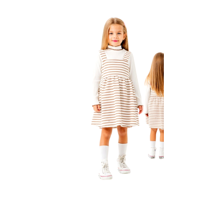 Conjunto 2 peças Vestido com Riscas e Blusa