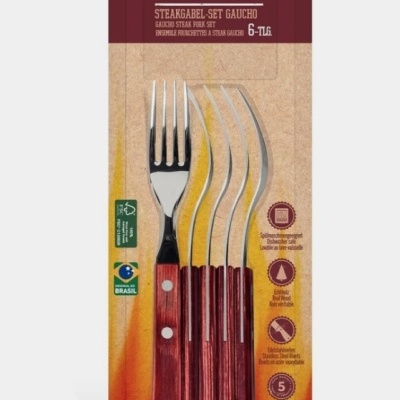 Conjunto de 6 Garfos Jumbo para Carne Tramontina em Madeira Sintética Vermelha