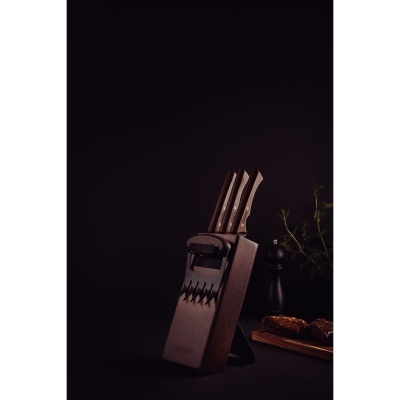 Kit para Churrasco Tramontina 3 Facas + Suporte + Garra Peças Black Collection