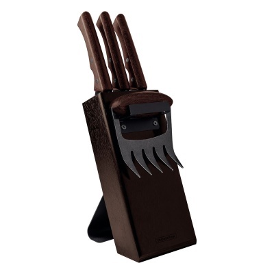 Kit para Churrasco Tramontina 3 Facas + Suporte + Garra Peças Black Collection