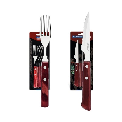 Conjunto de Churrasco Tramontina Polywood Vermelho | 6 Facas de Carne + 6 Garfos | 12 Peças