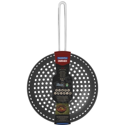 Grelha Wok Furada Tramontina Churrasco em Alumínio Anodizado com Cabo, 26 cm