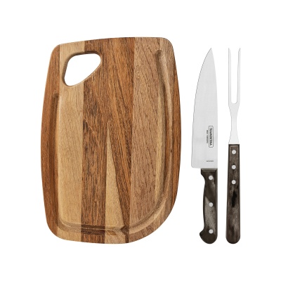 Kit para Churrasco Tramontina Tábua + Faca + Garfo de Trinchar