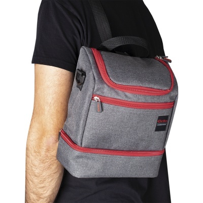 Bolsa Térmica Cinza/Vermelho 5L - 24x12x29 cm