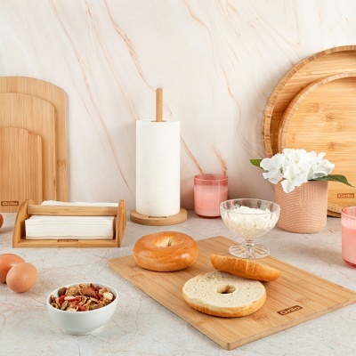 Tabuleiro de Servir em Madeira de Bambu Ø39 cm